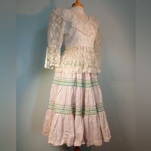 Handmade Vintage Prairie Belle Skirt with Ditsy Floral & Bric-a-brac